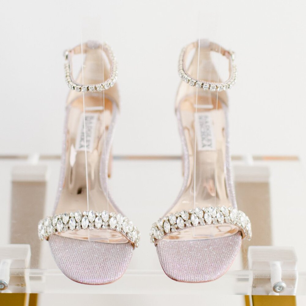 Badgley Mischka Harriet Rose Gold Block Heel Sandals 5.5 New in Box - Picture 6 of 15